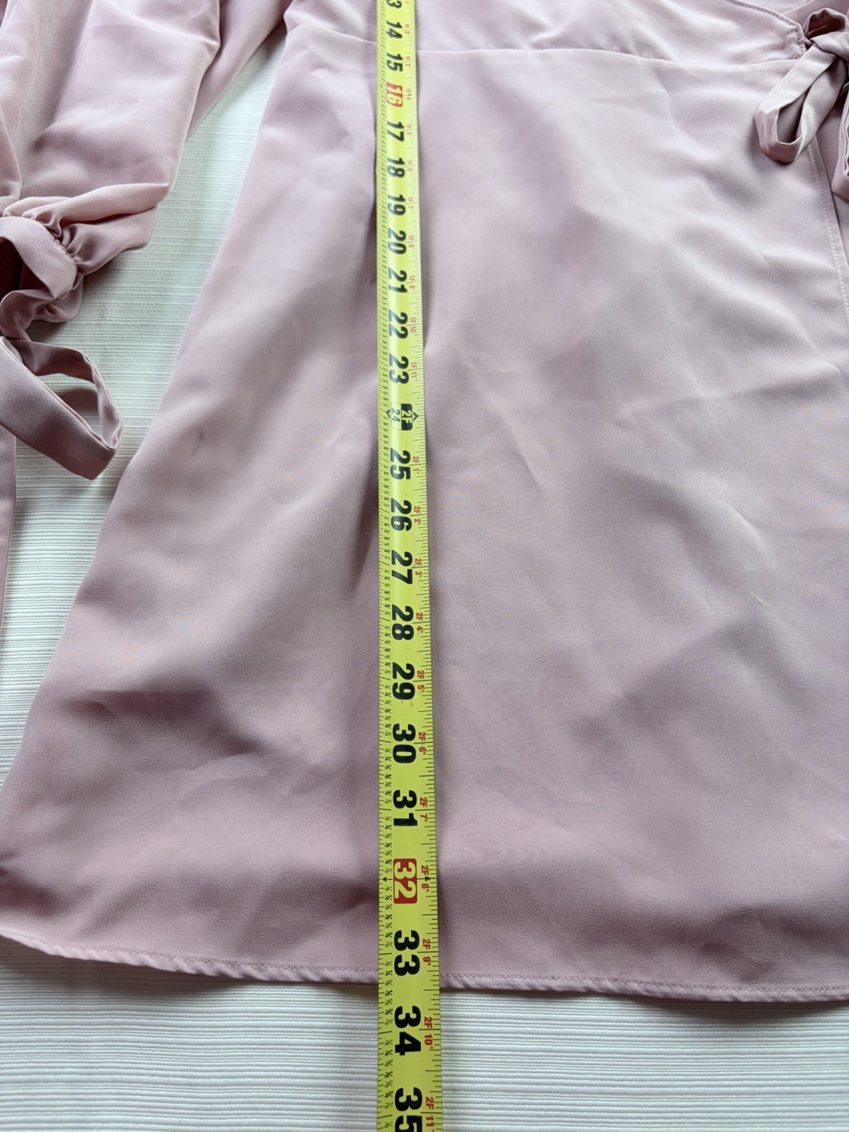 Topshop Pink Wrap Dress V-Neck Puff Long Sleeves Tie Waist Short US 8