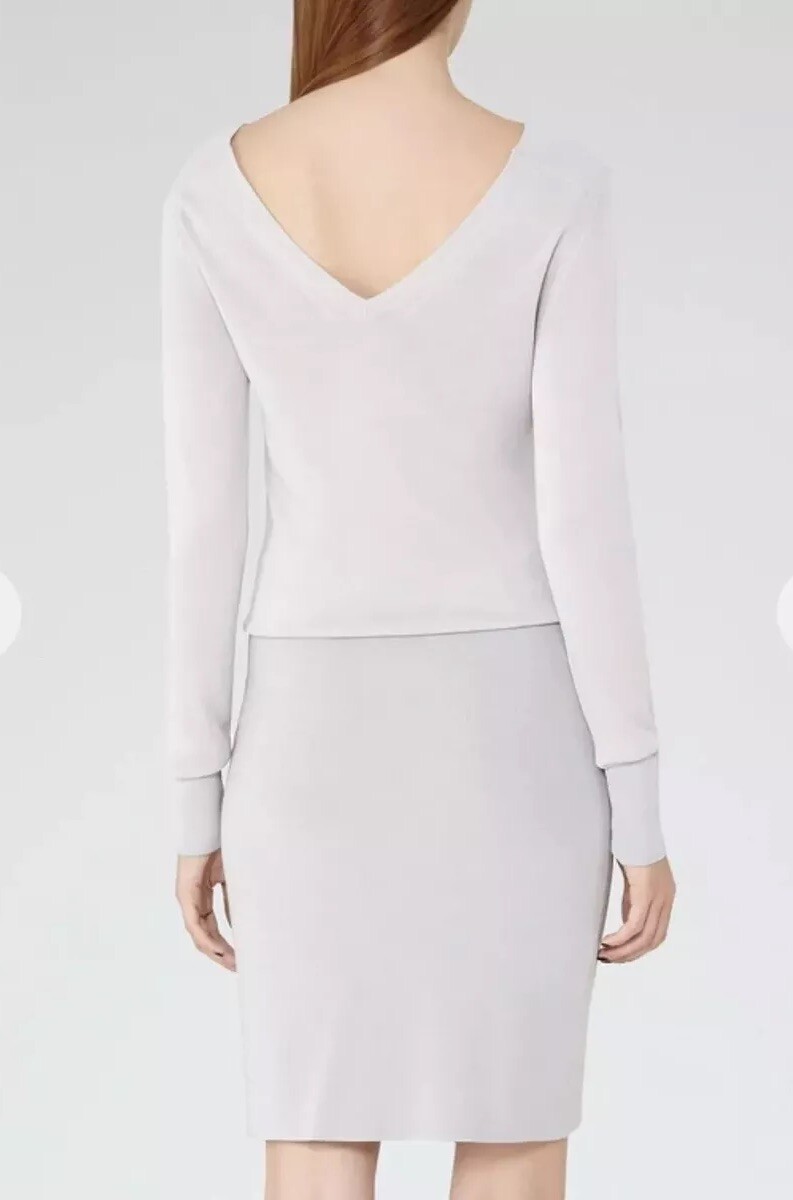 REISS Blume Knitted Viscose Dress Grey Size 8