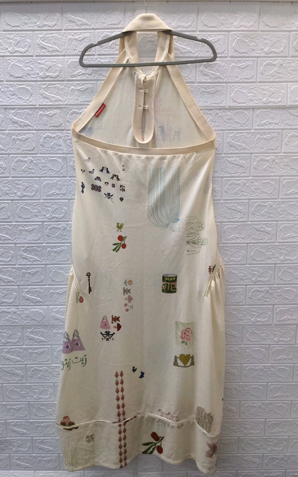 Pre-owned Reemami Halter Maqlouba Knitted Dress Cream Sz M (See Desc.)
