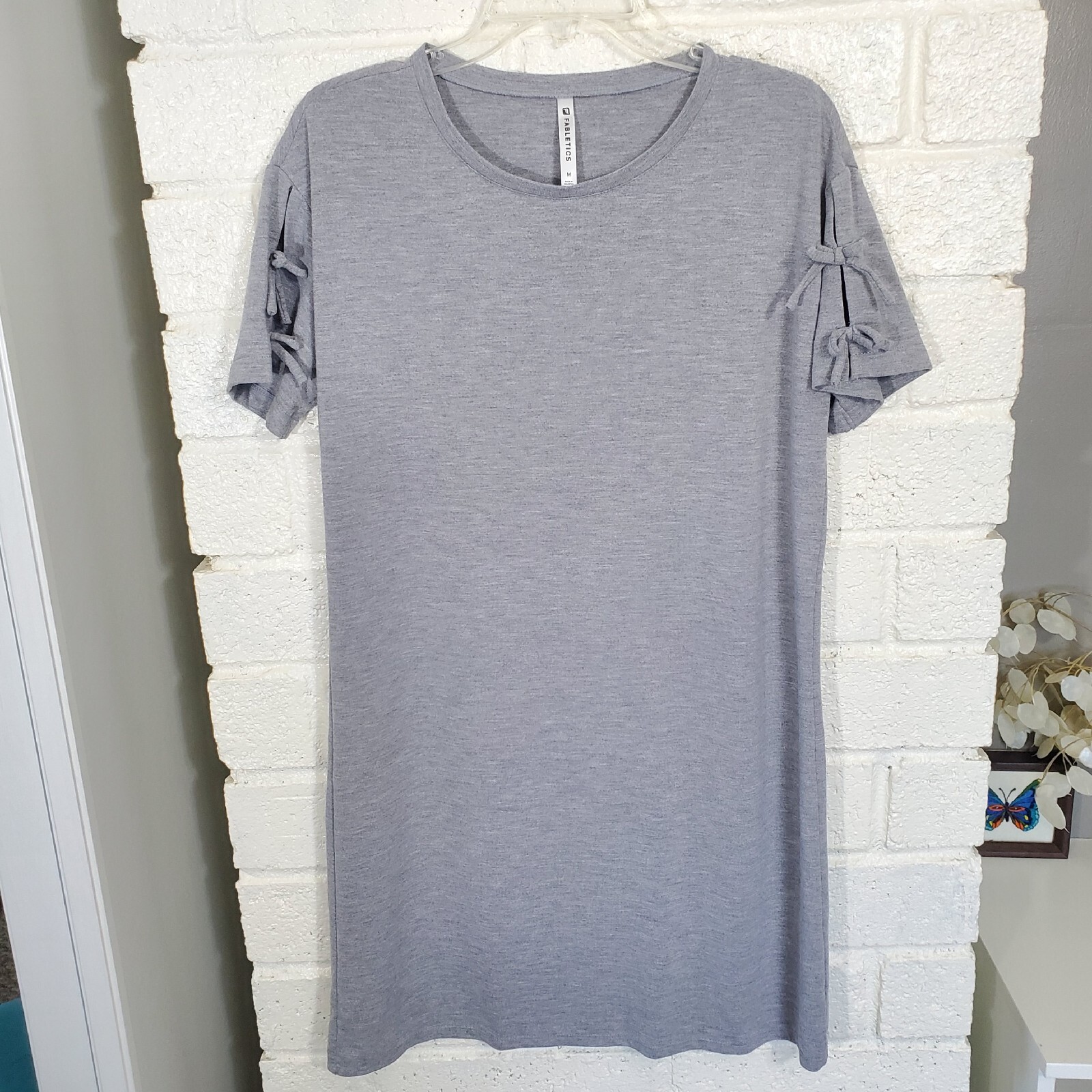 Fabletics Yani Mini Dress Size Medium Heathered Gray Jersey Knit Athleisure