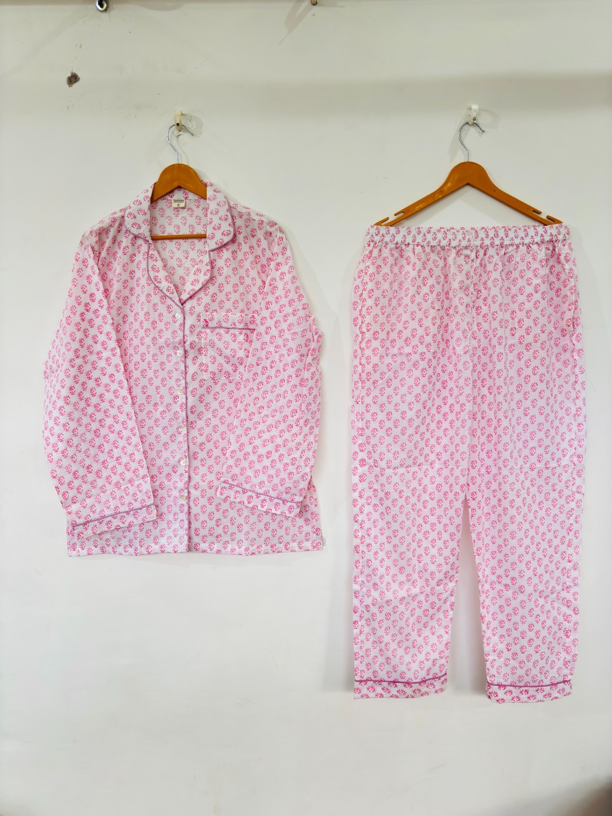 Floral Print Cotton Pajama Set:Summer Loungewear night wear for woman’s giftitem