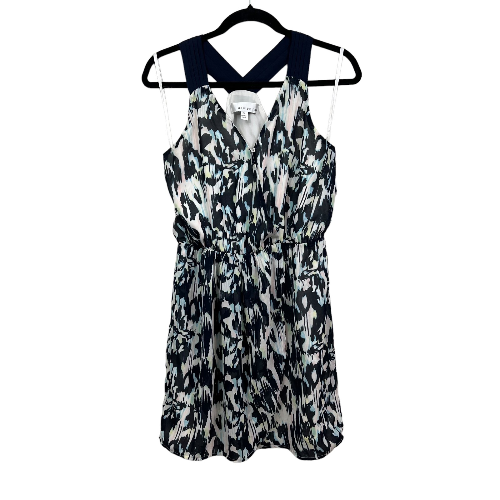 Adelyn RaeIn Halter Dress Stretch V Neck Elastic Waist Blue Green White WomenXS*