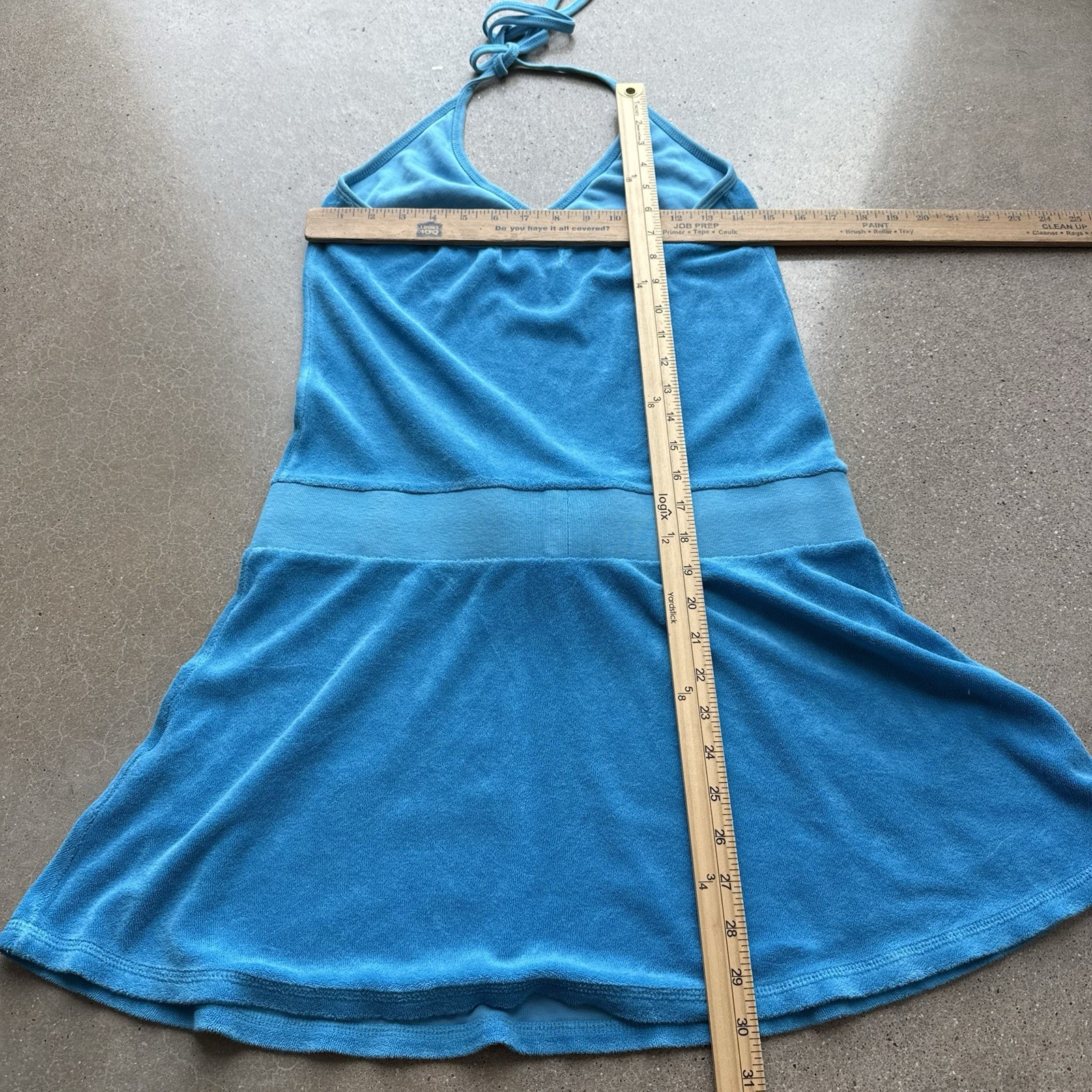 Juicy Couture Vintage Y2K blue Terry Cloth Cover Up Dress M Towel Pool halter