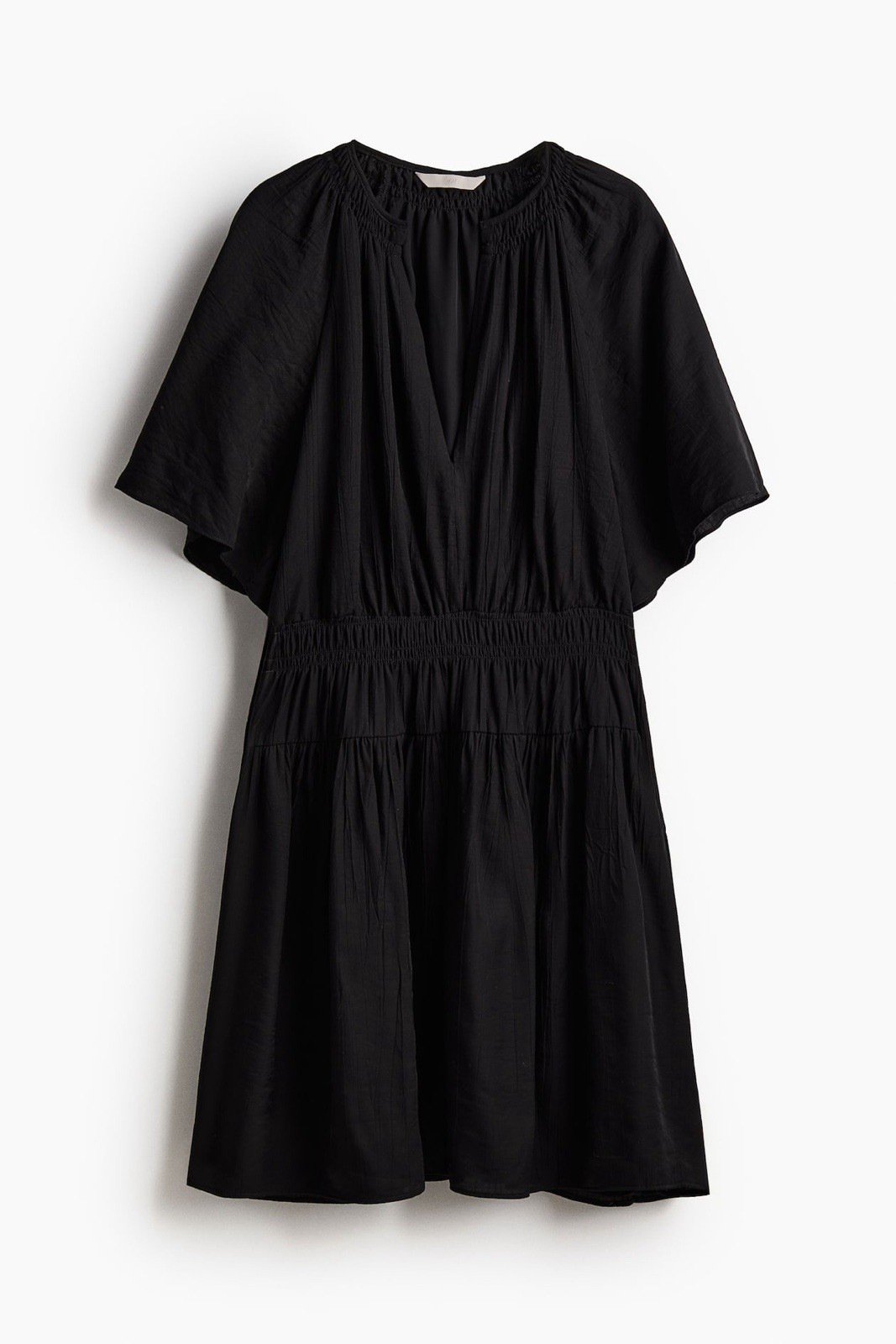 NWT H&M Smocked Detail Dress Sz M Woven Crepe Raglan Preppy Classic Sold Out
