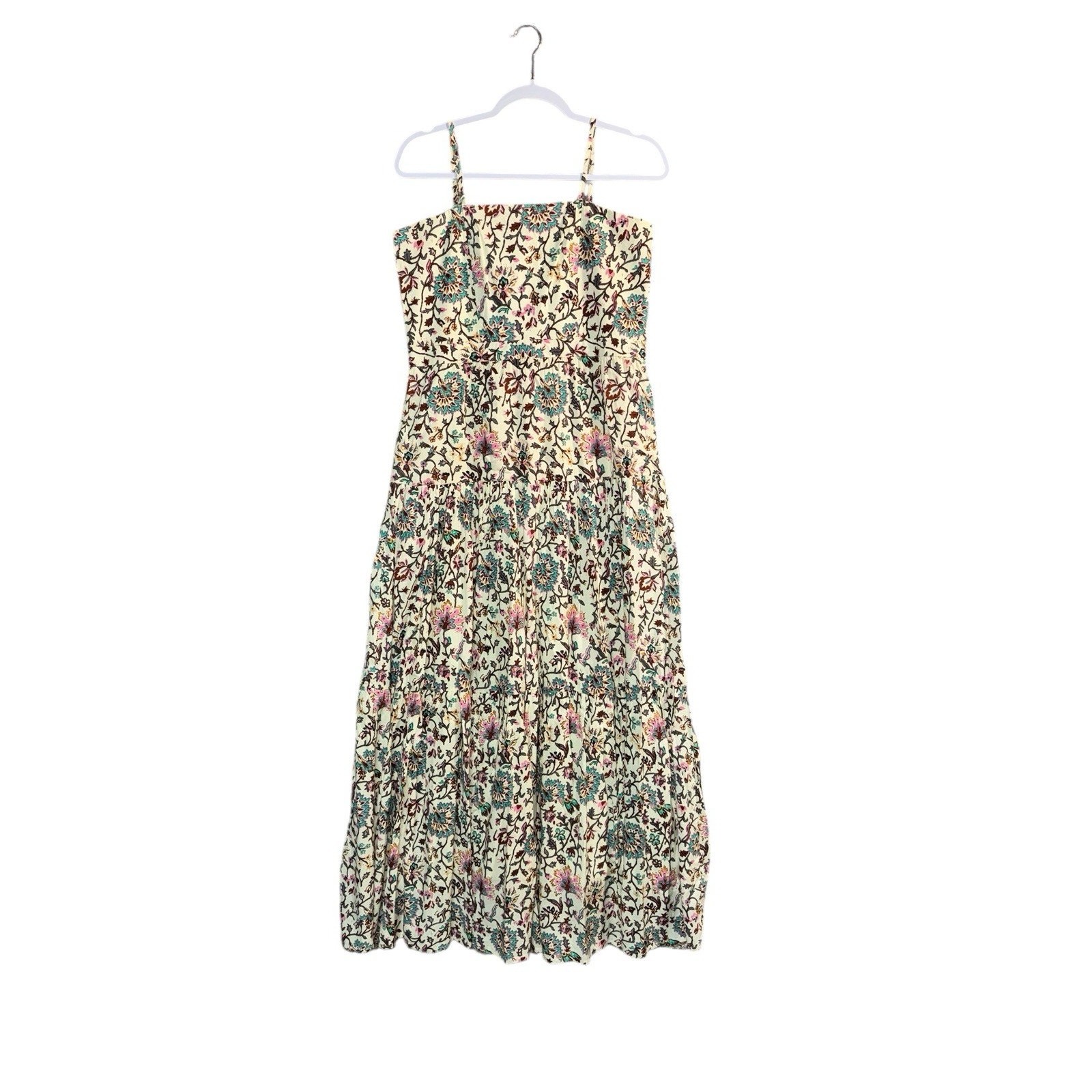 RAGA Boho Cottagecore Floral Tiered Maxi Dress Sz M India Print Fairy Romance