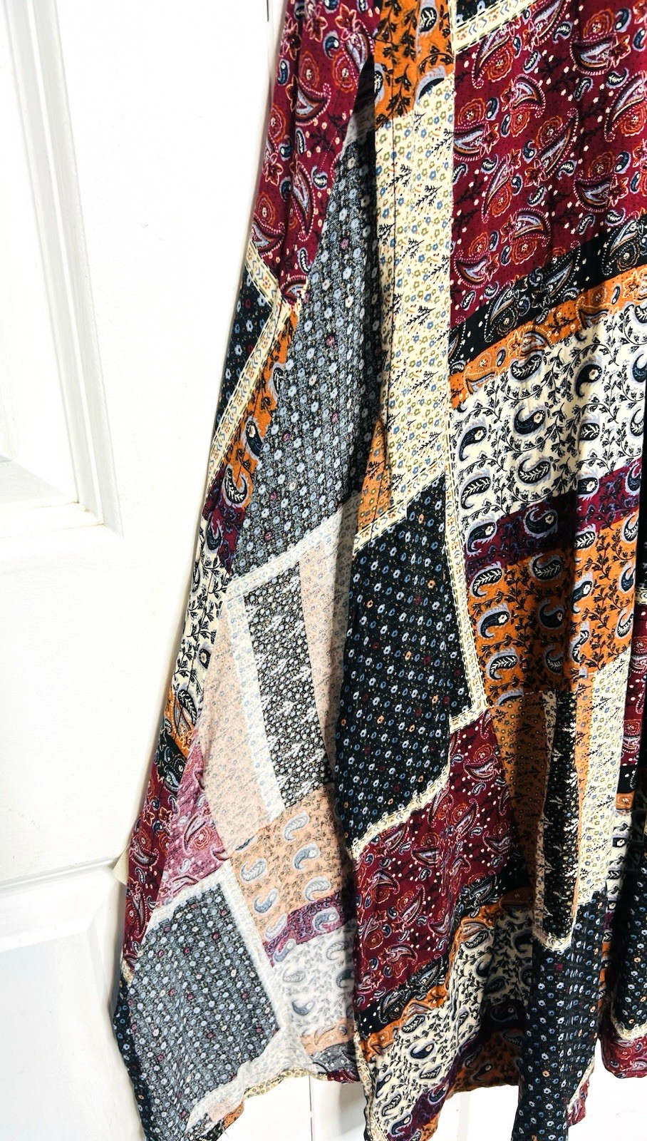 Natural Life Size L XL Patchwork Earth Tones Maxi Dress Boho Peasant Cottagecore