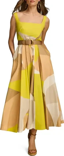 Donna Karan New York Square-Neck Buckled Sleeveless Midi Dress Size 0P $179