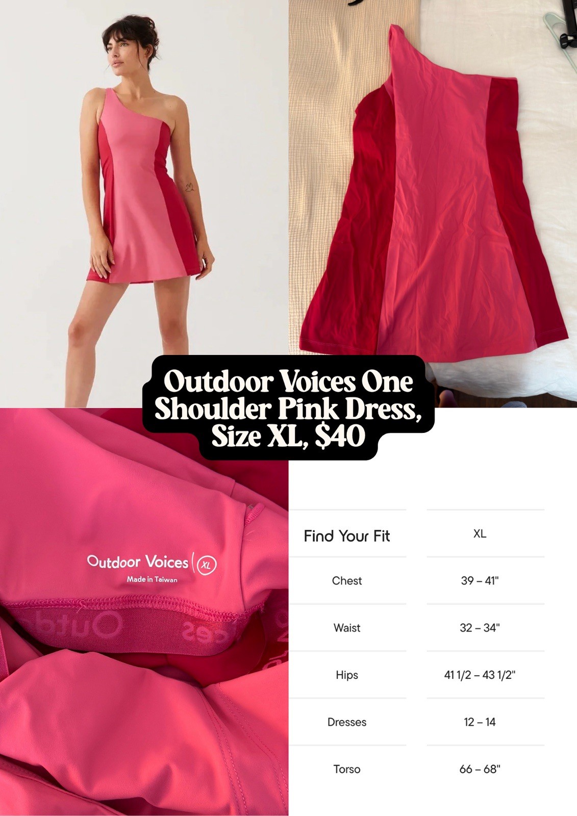 Outdoor Voices One Shoulder Pink Athletic Dress