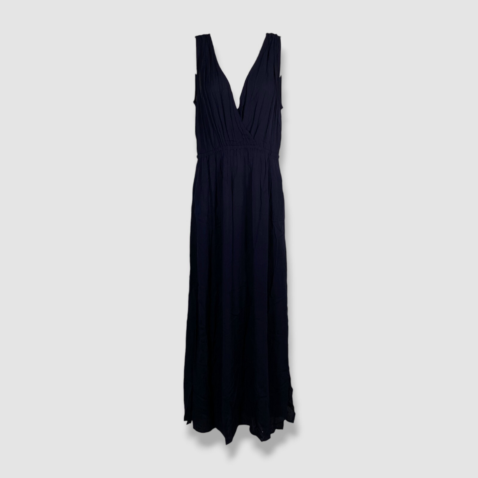 Everyday Ritual Women’s Blue Crinkled Crepe Surplice Meghan A-Line Dress Size M
