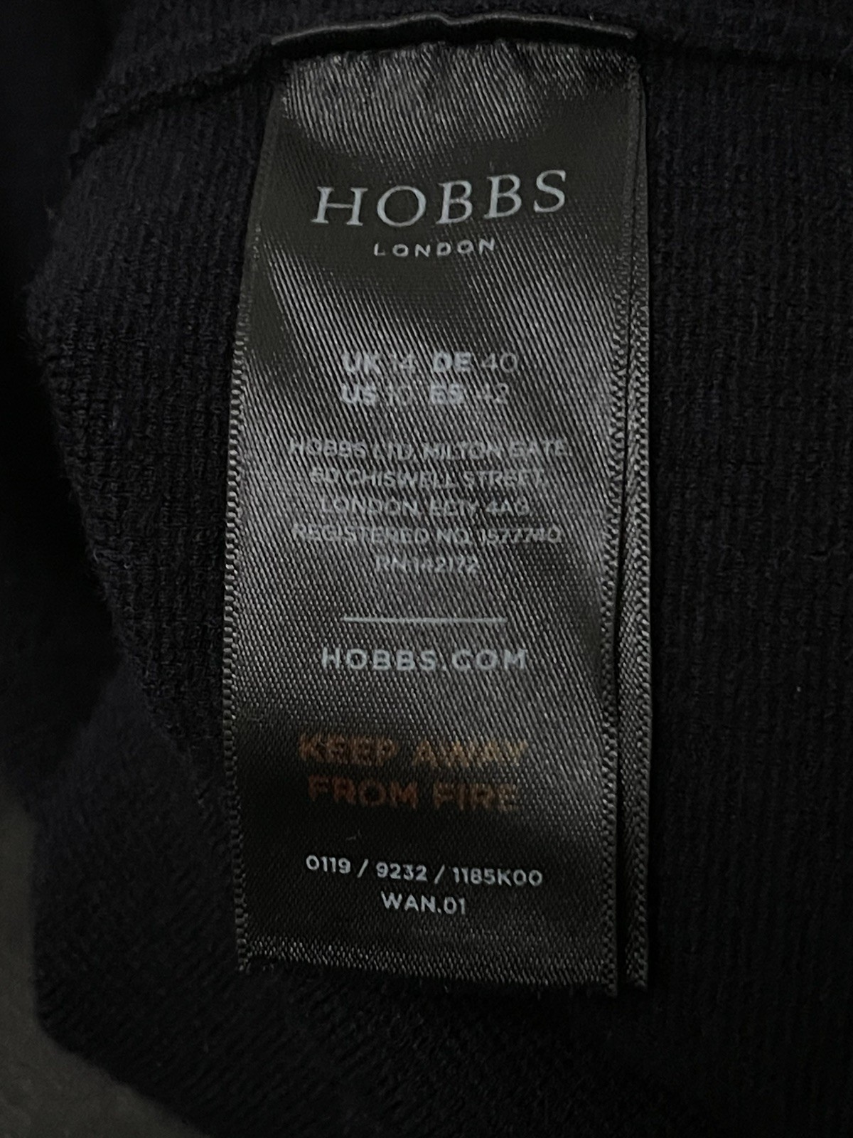 Hobbs Black & Cream woollen flattering straight dress. UK/AU 14, US 10.