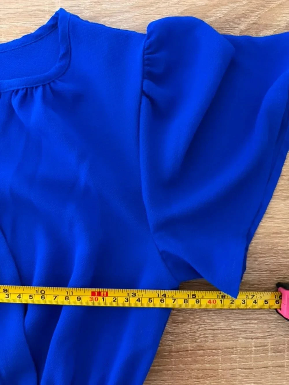 Monteau Los Angeles Royal Blue Maxi Dress Flutter Sleeve Smocked Waist Small