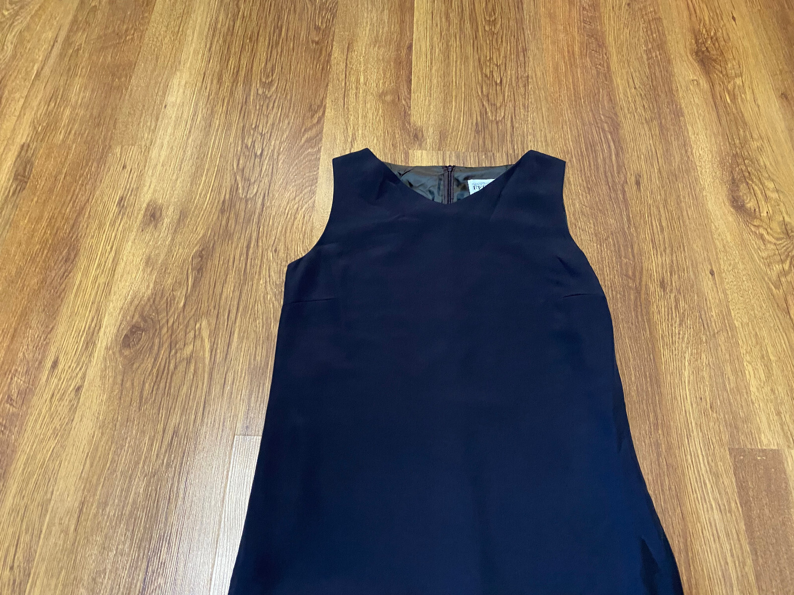 GIANFRANCO FERRE STUDIO DARK BROWN CREPE PENCIL SLEEVELESS DRESS-IT 42,UK 10