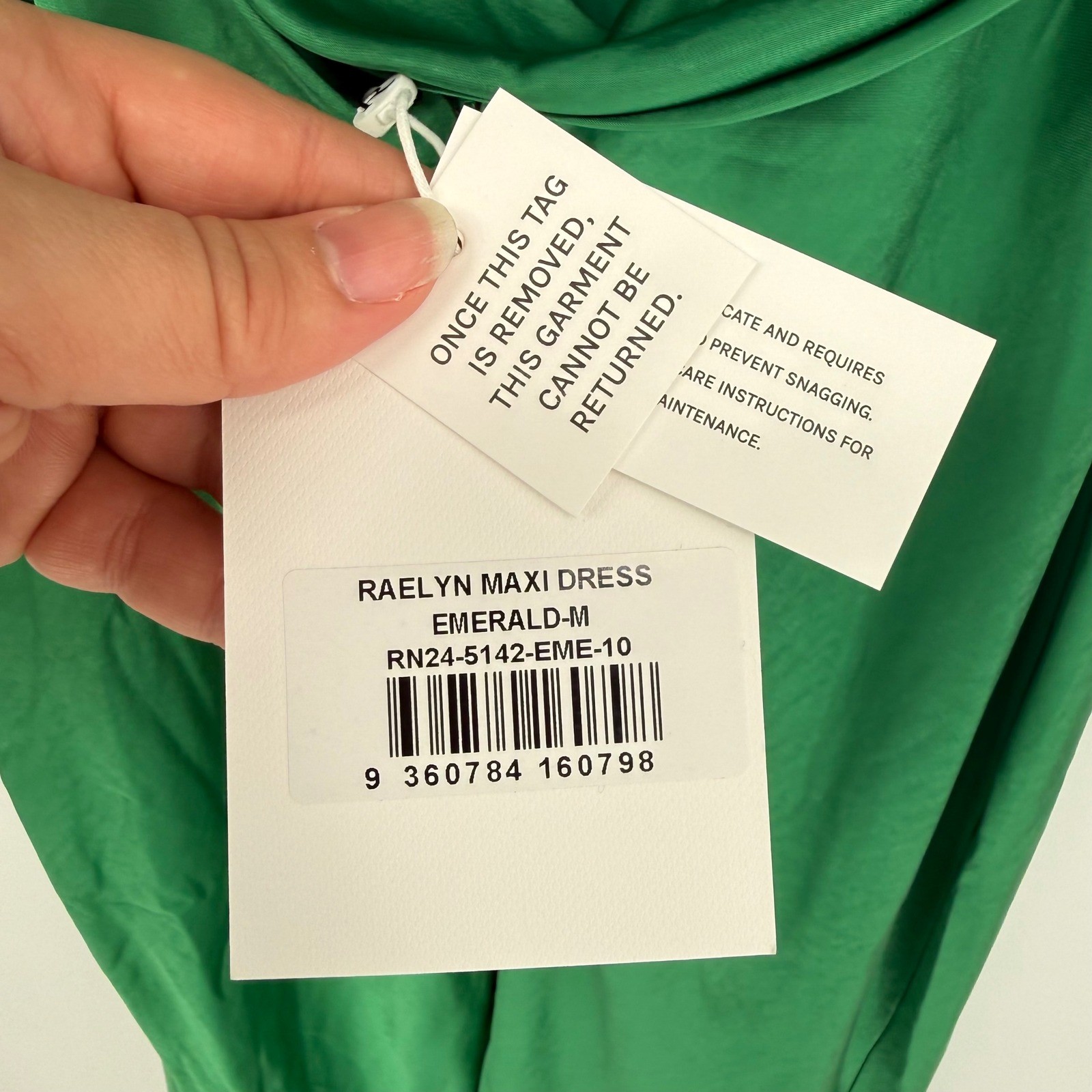 RUNAWAY THE LABEL RAELYN MAXI DRESS EMERALD GREEN SATIN OPEN BACK MEDIUM NWT