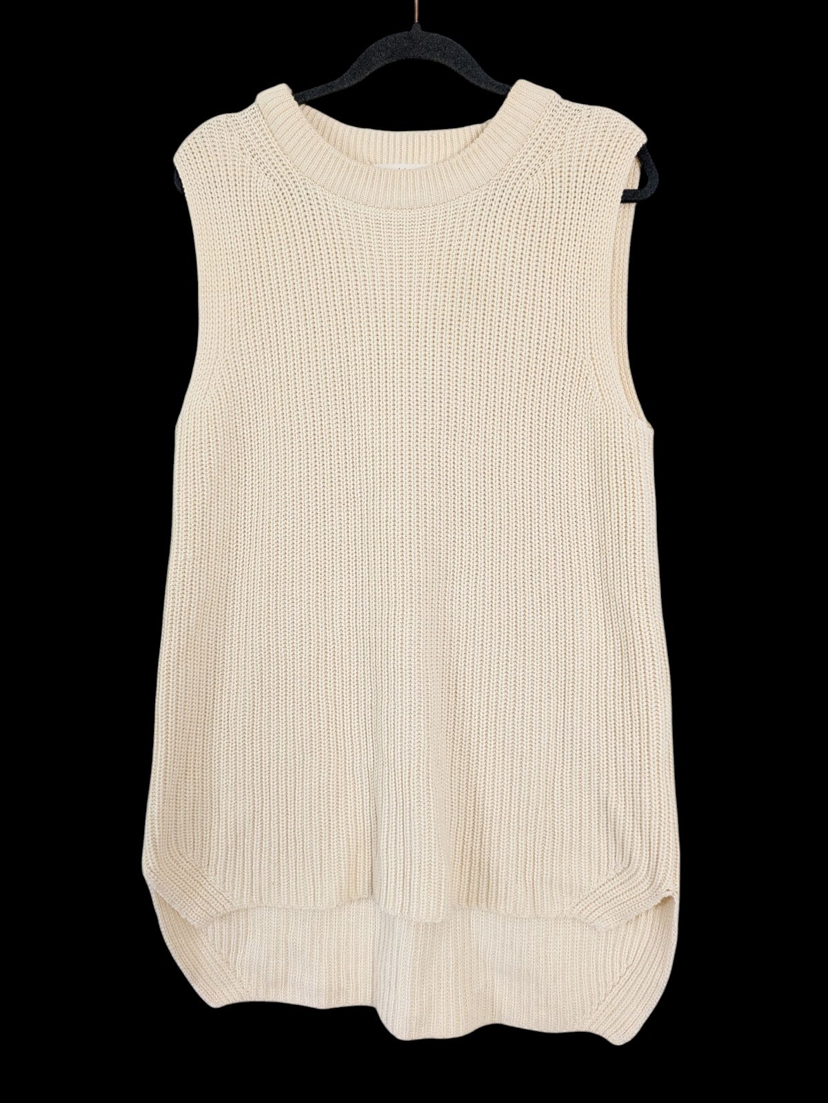 Anthro Callahan Knit Sleeveless Tunic Top Sweater XS Beige Minimalist Relaxed