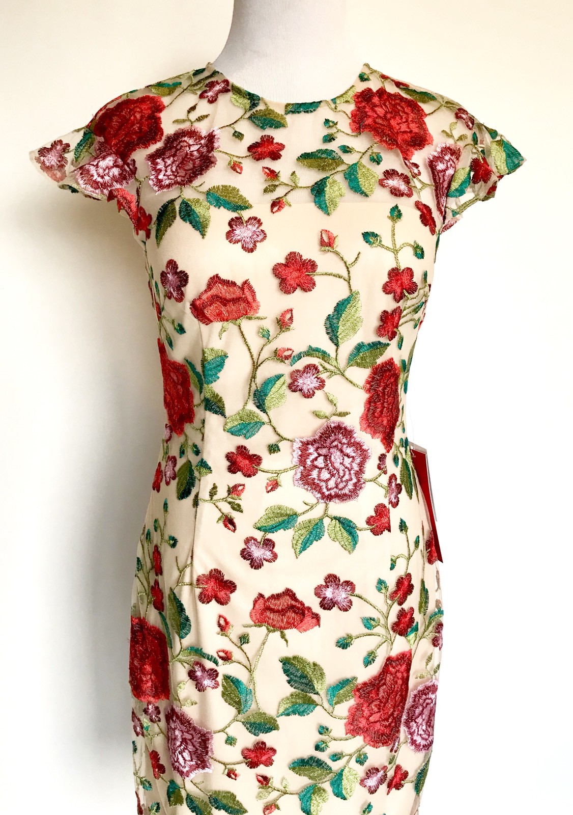 Carmen Marc Valvo Sz 6 Embroidered Floral Dress Retail $325 Price $148 NWT