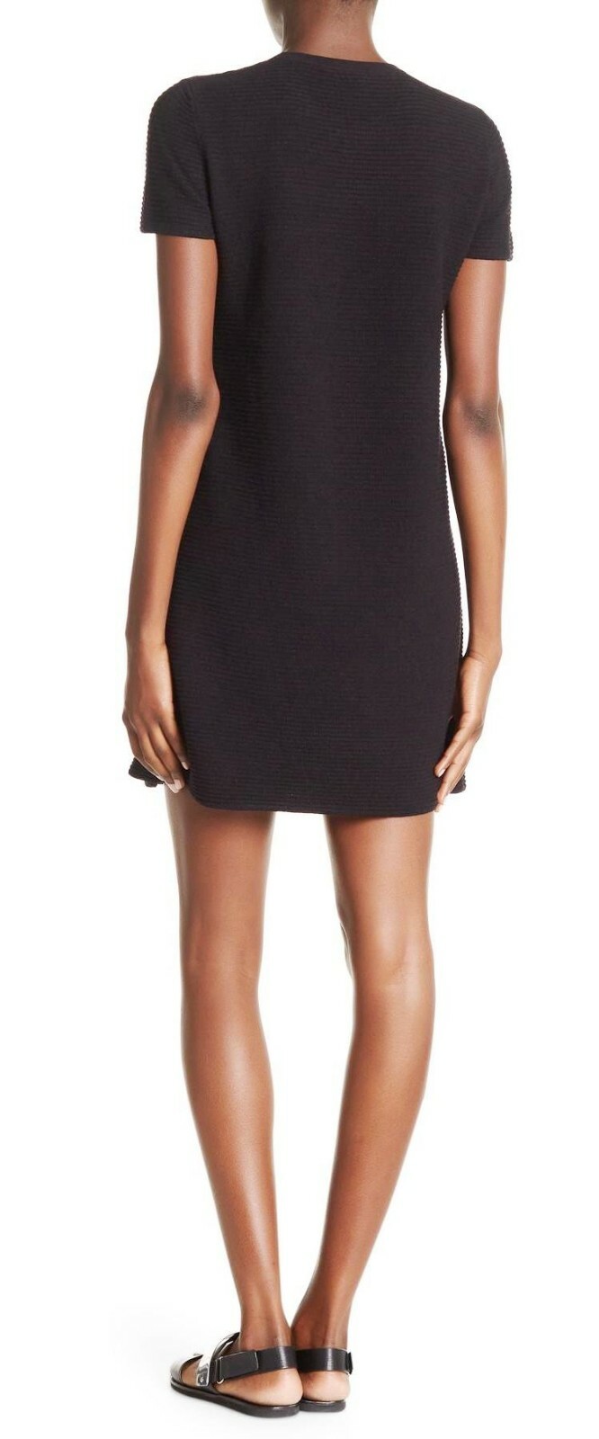 New Theory Gelton Dynamic Stretch Ribbed Knit A-Line Mini Dress Dark Blue Navy S