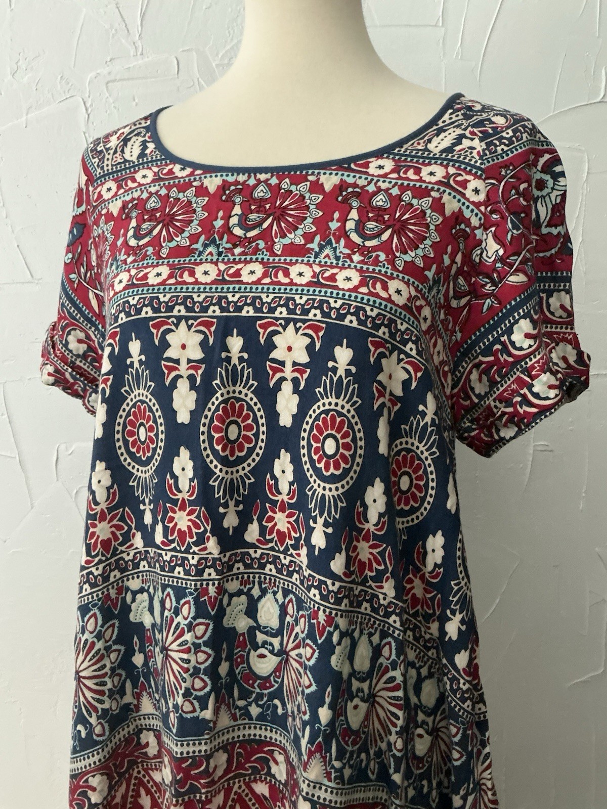Unbranded Boutique Dress M Patchwork Ruffled Shift Mini Boho Cottagecore NWOT