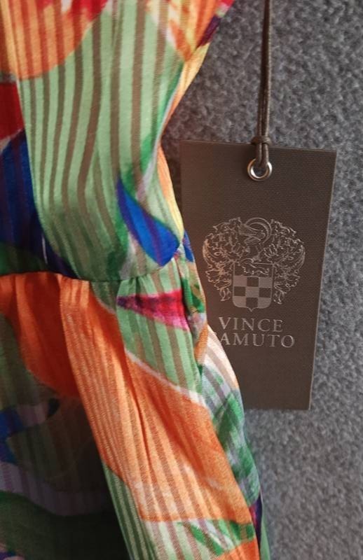 Vince Camuto Floral Print Ruffle Halter Dress Women’s 6 Multi Back Zip Closure
