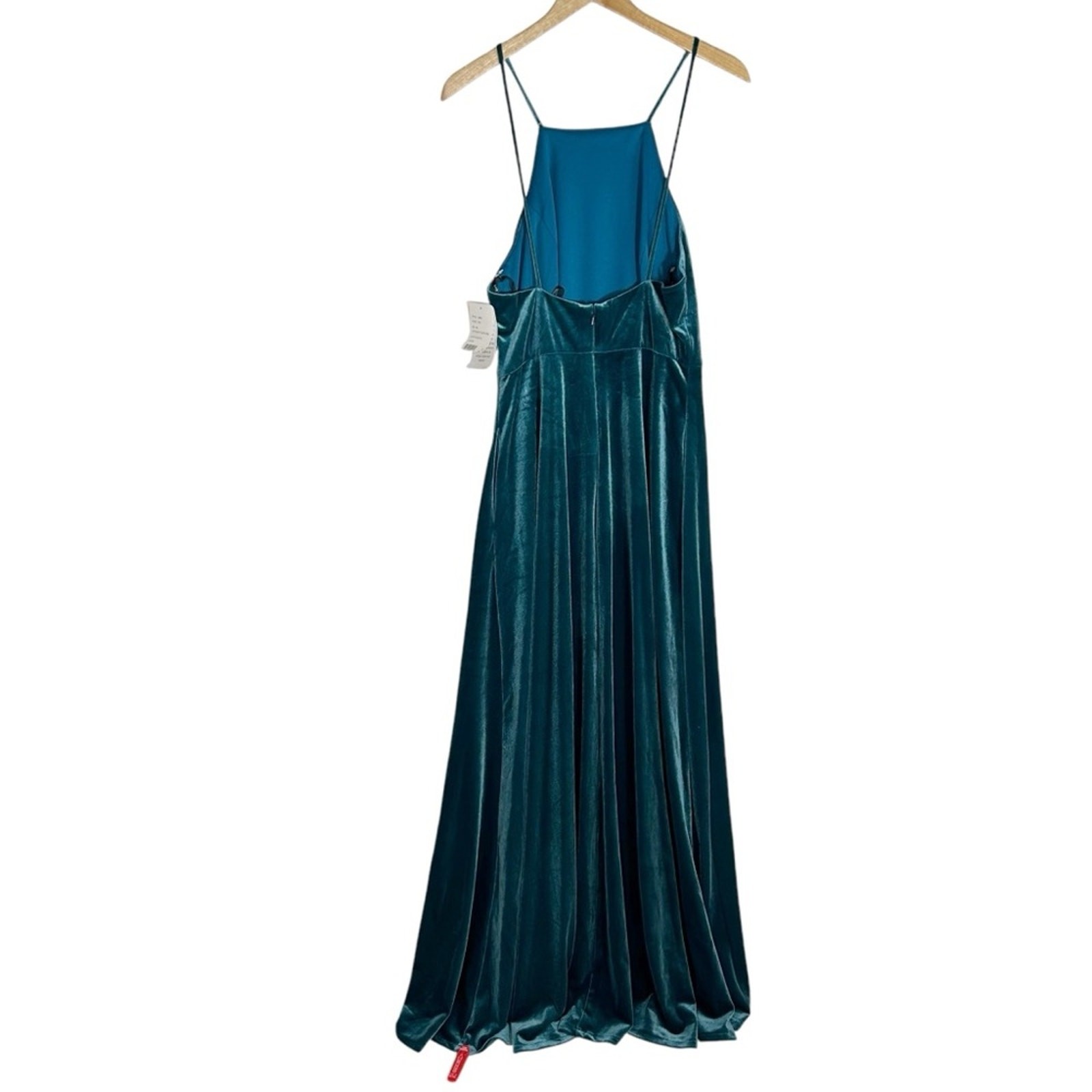 LOVELY Velvet Halter Maxi Gown with Slit in Dutch Blue Size 8