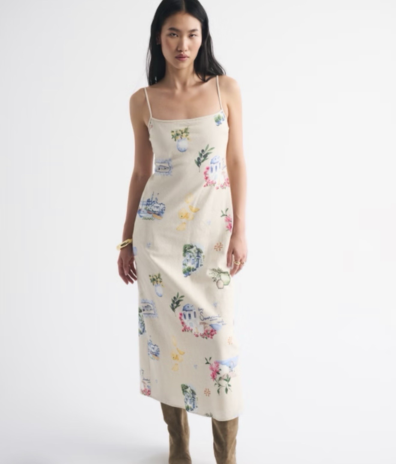 The A&F Julia Slip Linen-Blend Midi Dress NEW WITH TAGS. XL. Abercrombie Beige