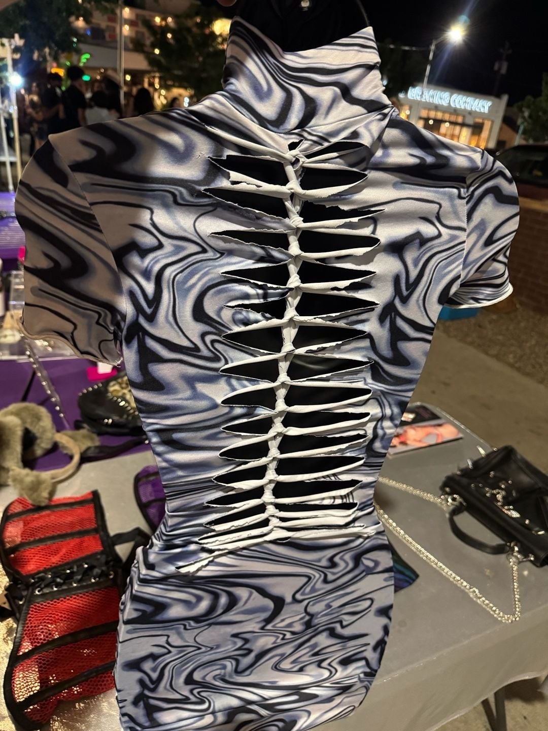 Slit & weaved Swirl Print Mini Dress