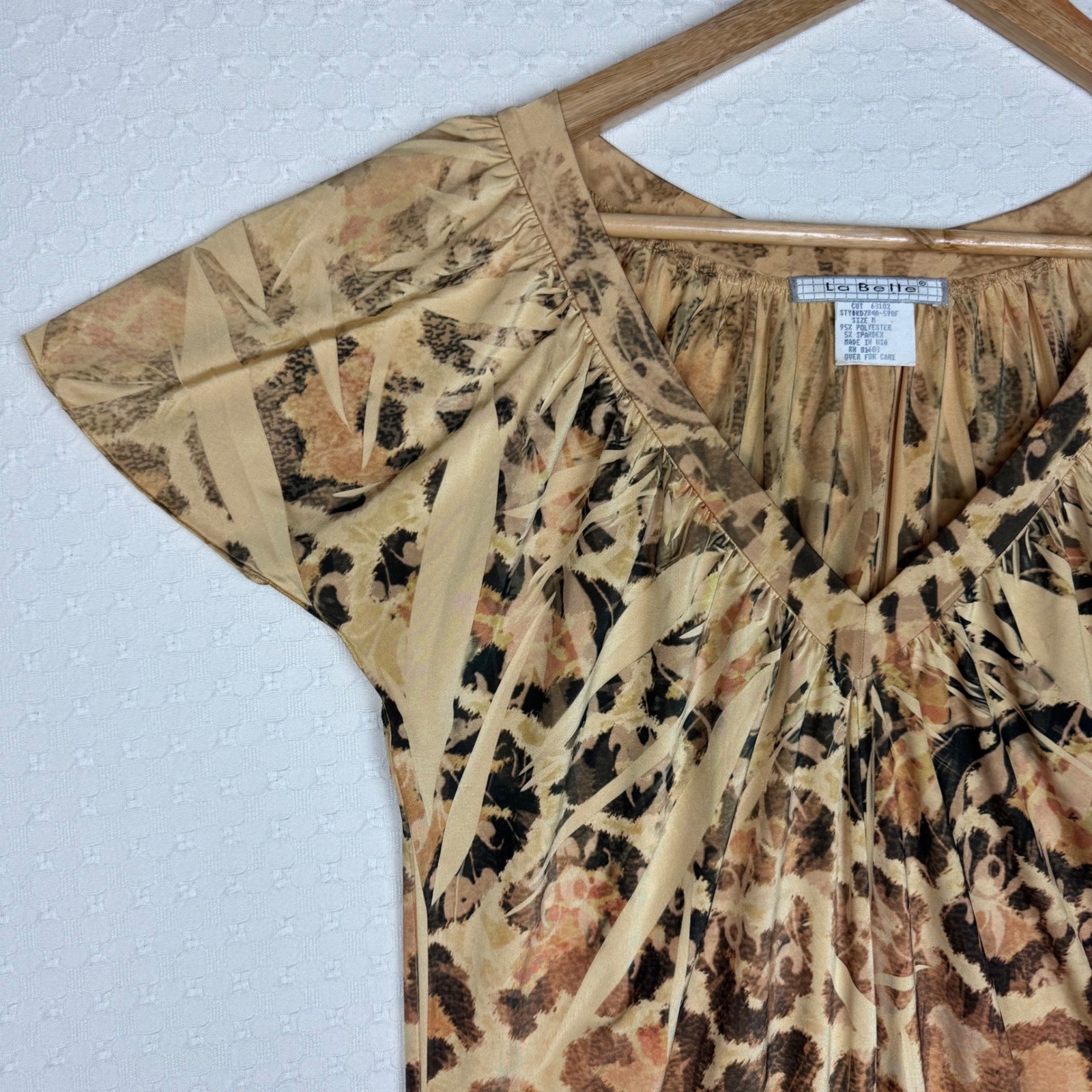 La Belle Women Medium Animal Print Mini Tunic Dress Stretch Y2K Boho Made in USA