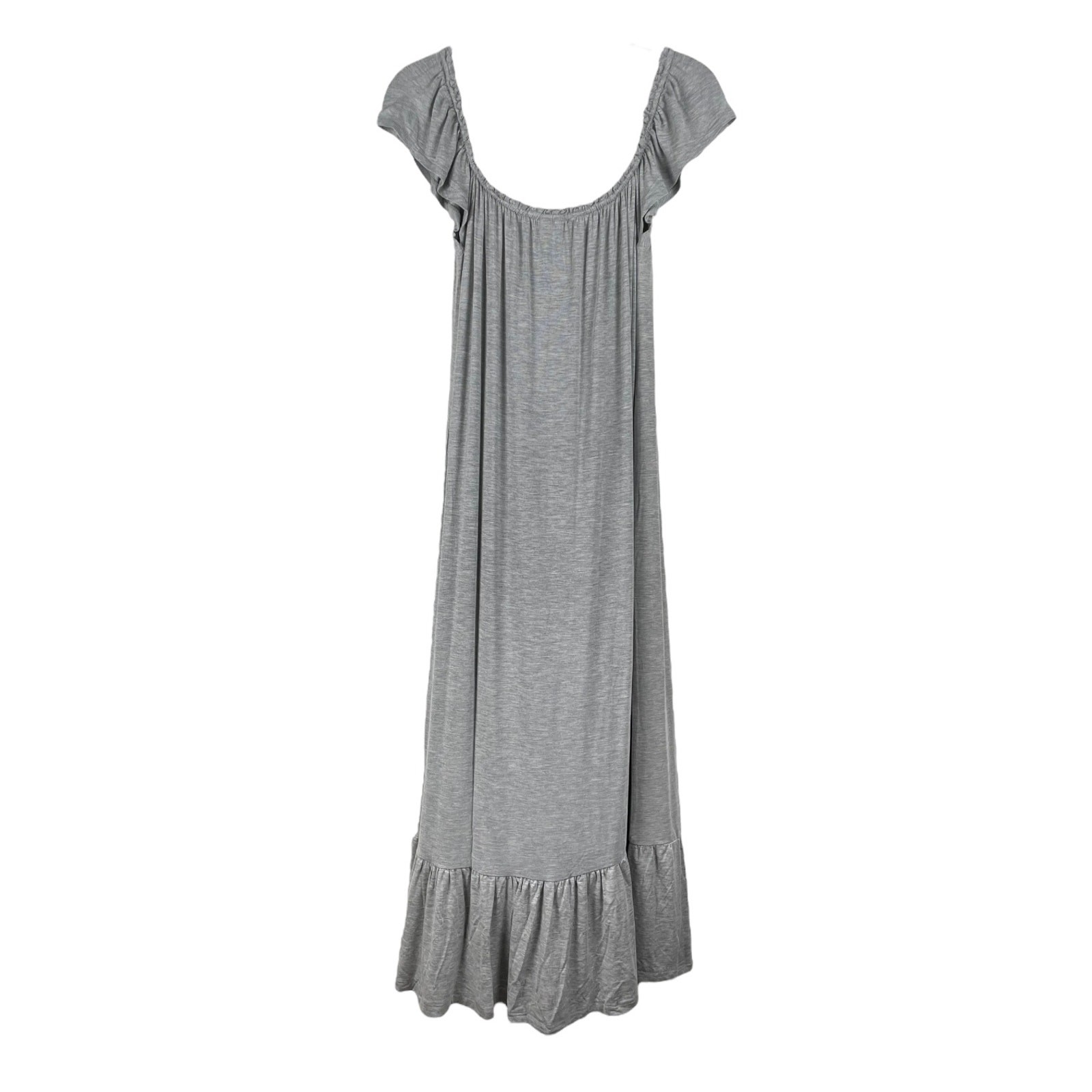 Nordstrom Maxi Dress Medium Gray Swing Tie Detail Peasant Flouncy Hem Minimalist