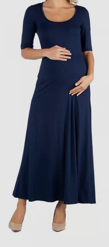 24seven Comfort Apparel Women’s Blue Casual Maternity Maxi Dress Size XL