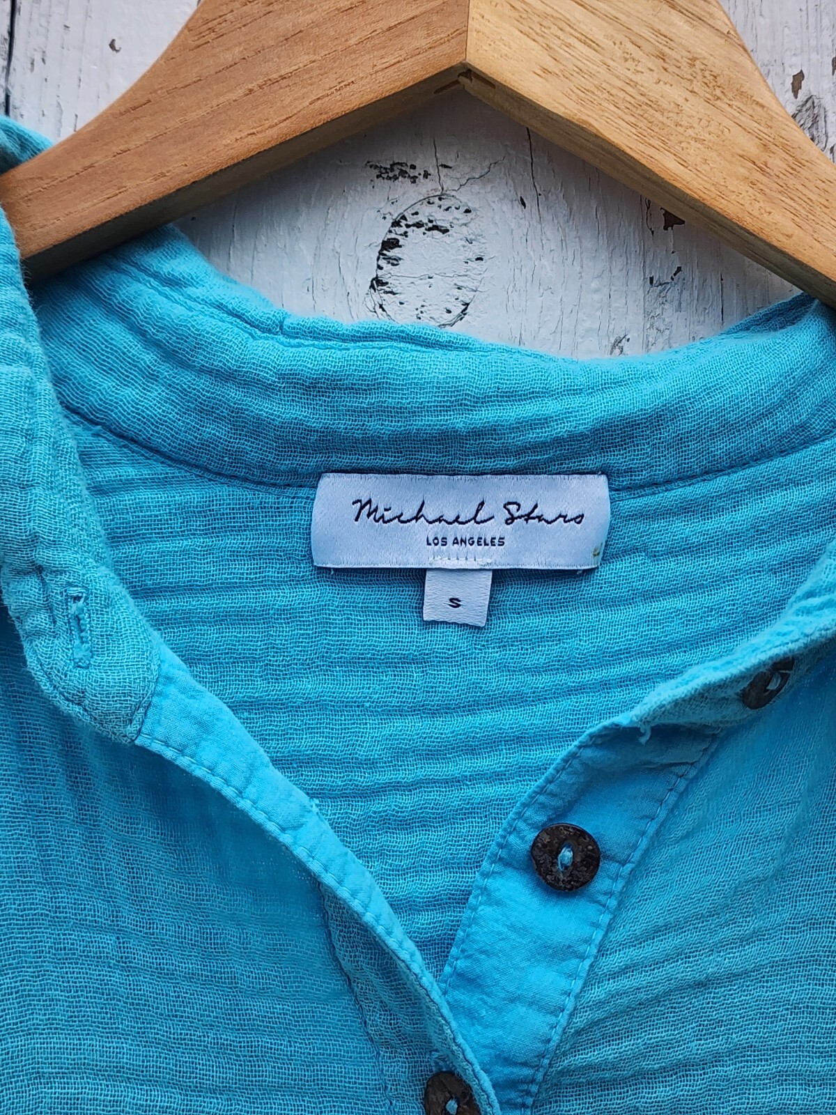 Michael Stars Women Light Blue Cecily Cotton Gauze Crinkle Dress Sz S