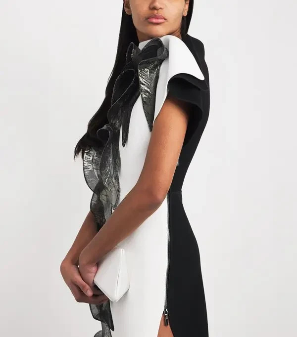 Maticevski Metallic Embellished Collider Gown, Size 6-12 , white/black, BNWT