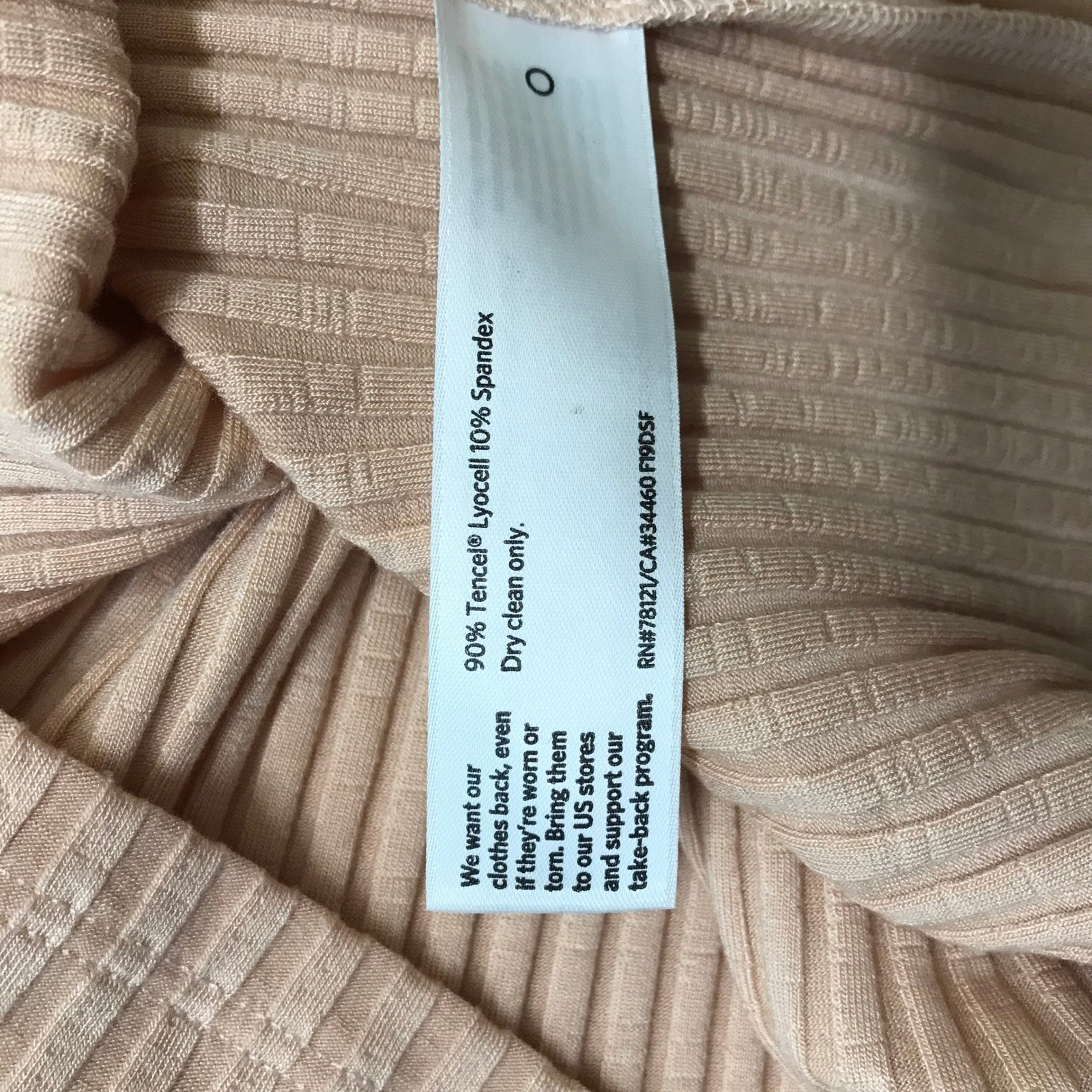 EILEEN FISHER Ribbed Knit Tencel Lyocell Spandex Midi Dress Peach Size S