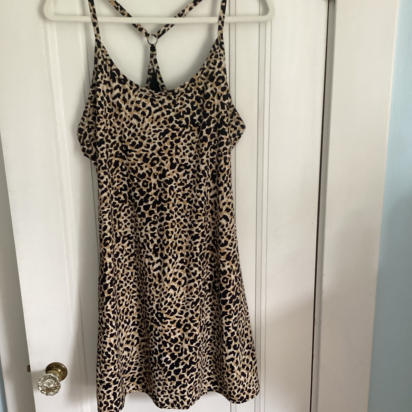 Outdoor Voices The Exercise Dress Leopard Print Black White Size L Sleeveless