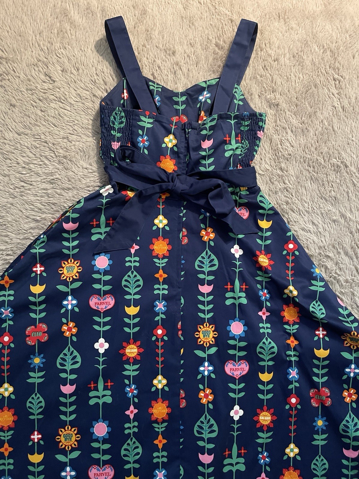 Disney Parks Authentic It’s a Small World “Goodbye” Floral Flared Tea Dress XS