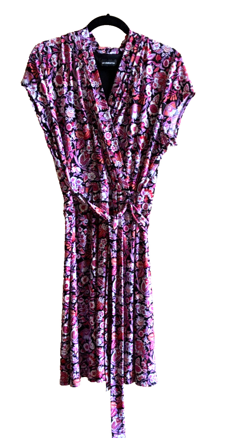 Liz Claiborne Midi Dress Women’s Sz Missing See Pictures Black Pink White Tie
