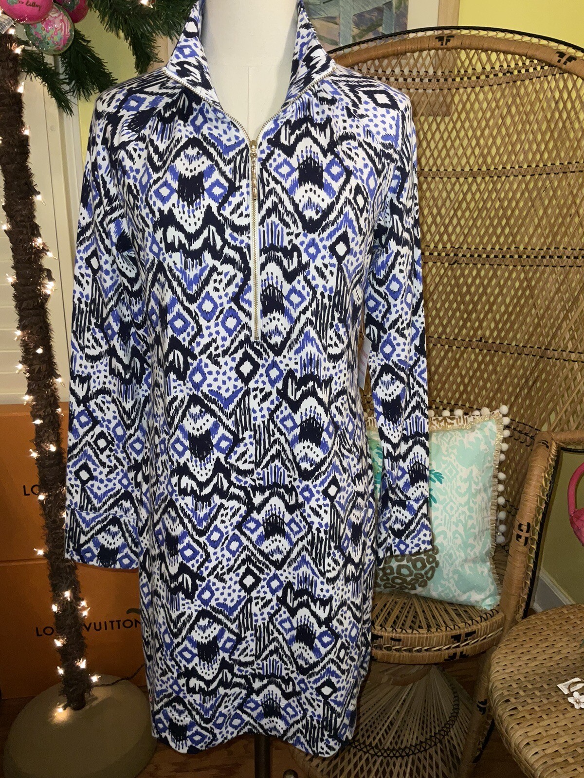 Lilly Pulitzer NWT UPF 50+ Skipper Popover Dress Oh My Cod $158 Size S,L