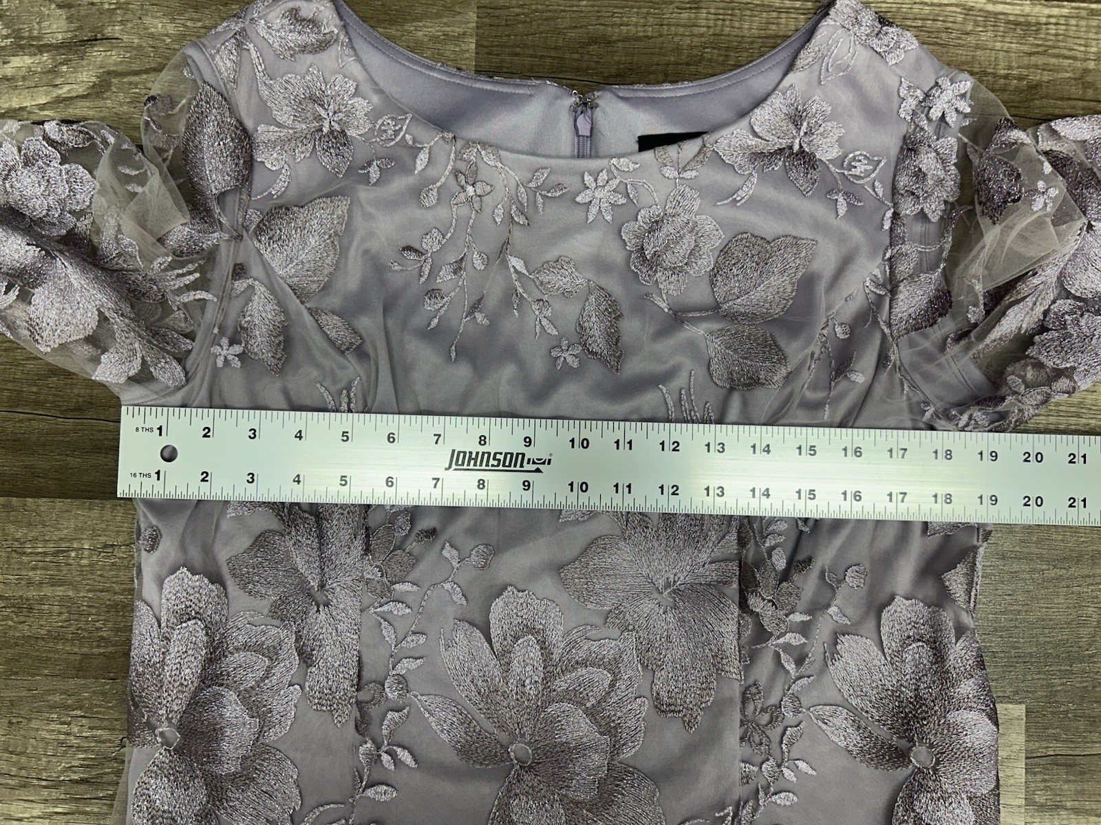Alex Evenings Evening Dress Gown Large Smokey Orchid Lace Bodice 3/4 Sleeve READ