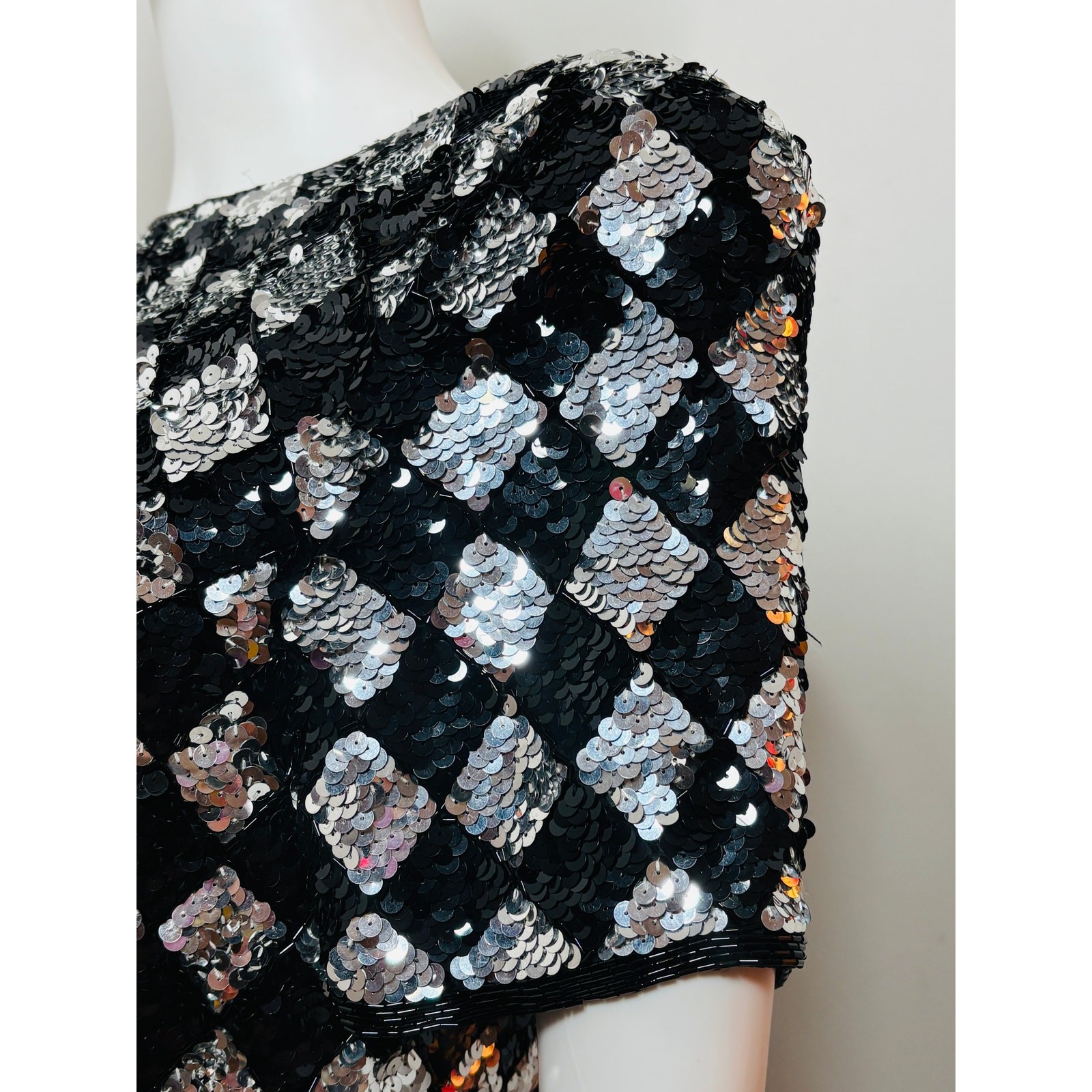 1980s Vintage NWT Harlequin Sequined Mini by A.J Bari