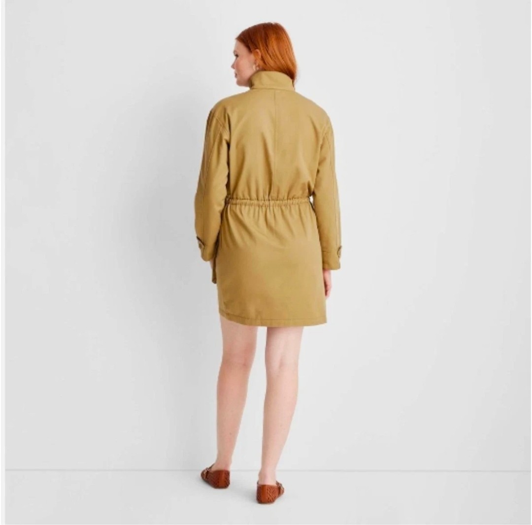 Long Sleeve Utility Mini Dress – Future Collective Khaki X-Small NWT