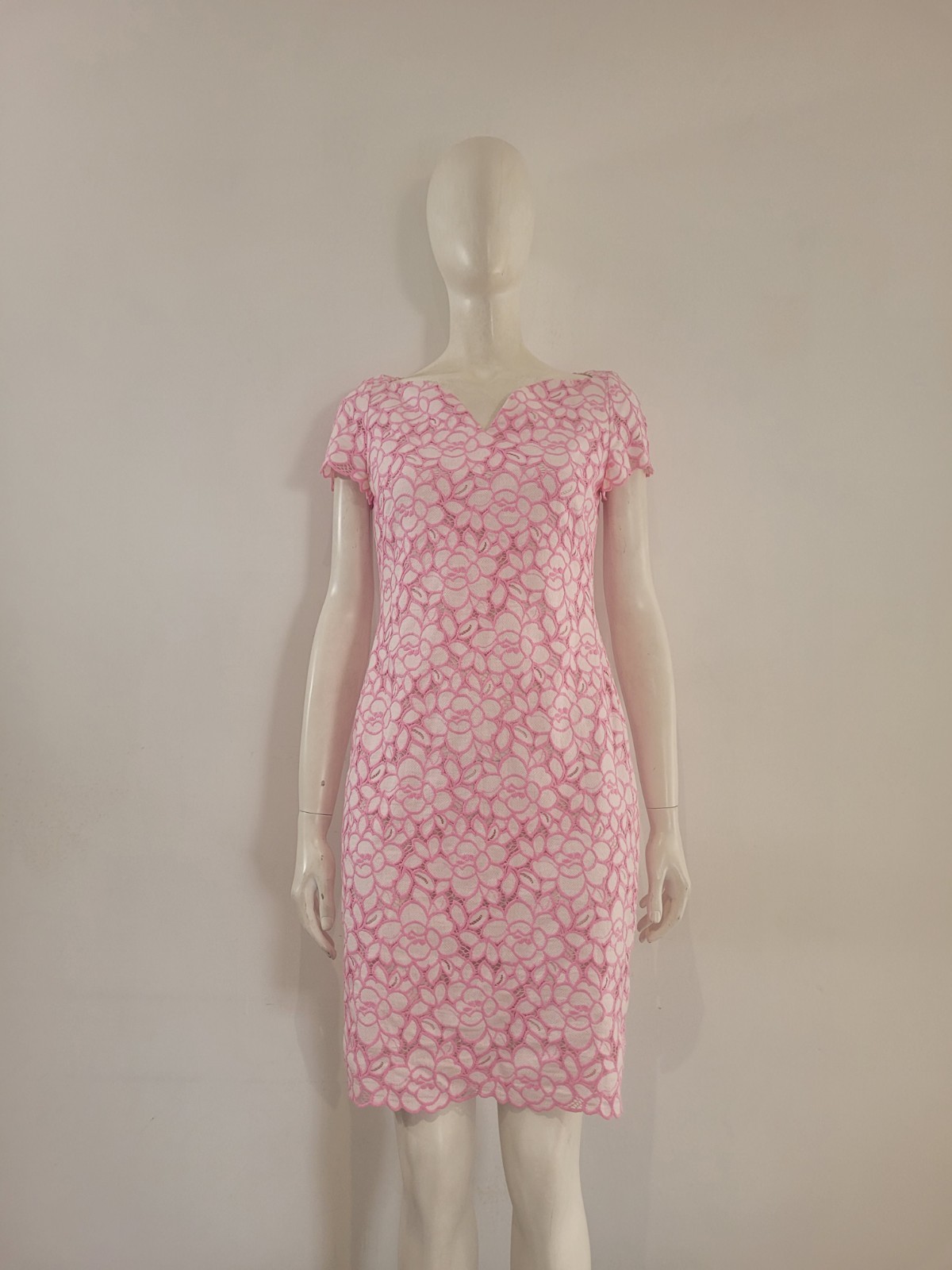 Moschino Boutique Pink Floral Dress UK 10 12 EU 38 40 Fitted Pencil Wiggle Midi