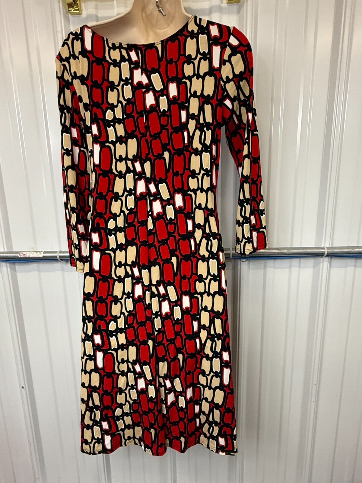 Y2K Deep V-Neck Retro Knot Front 3/4 Sleeve Bold Graphic New Old Stock stretch