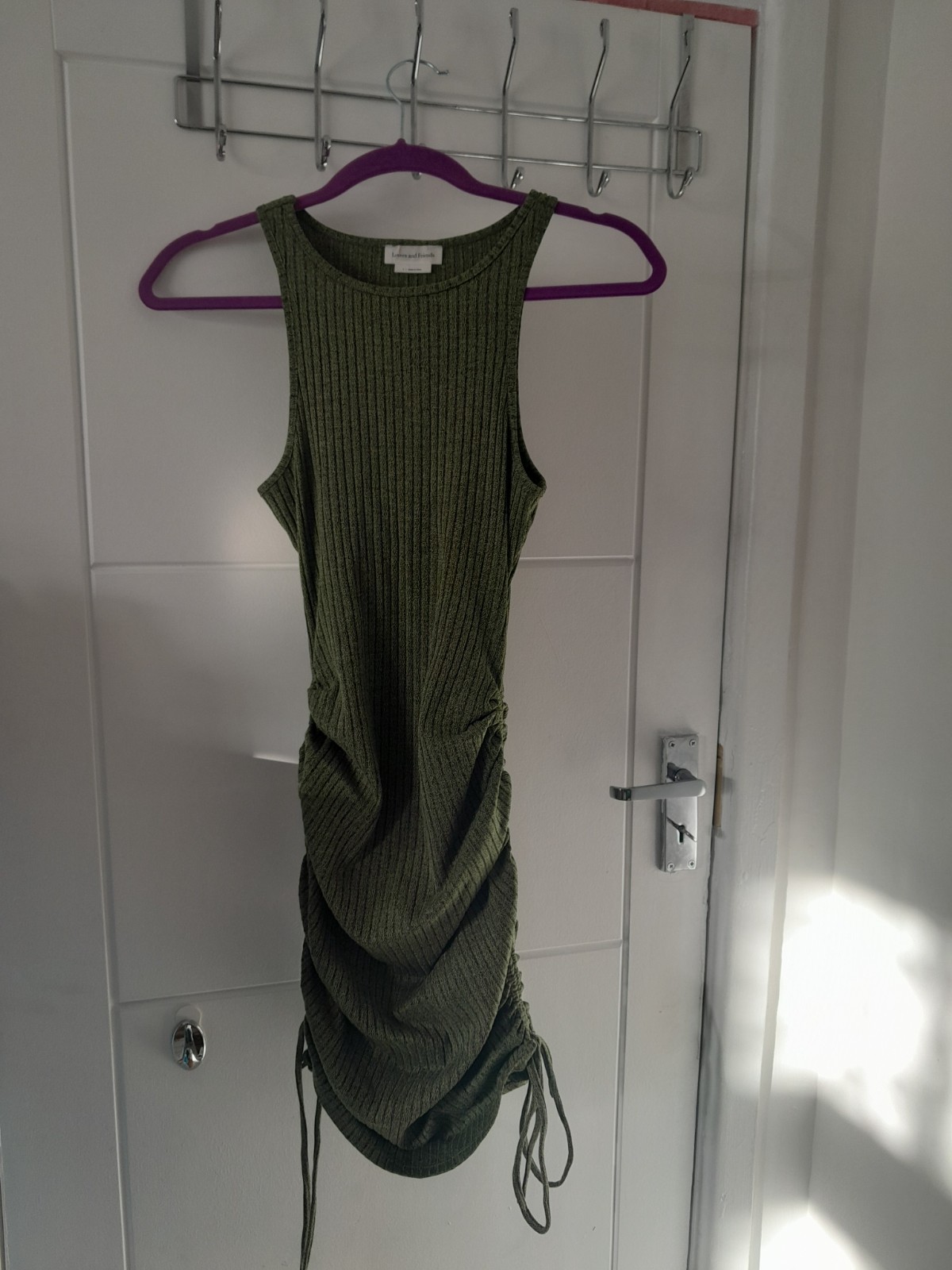 Lovers and Friends Olive Ribbed Ruched Dress – Size S