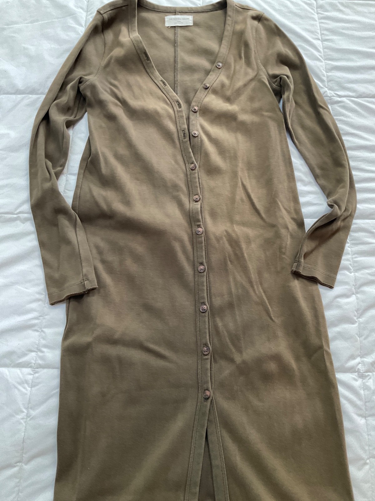 The Normal Brand Long Sleve T Shrt Everyday Dress Size S Olve Green button down