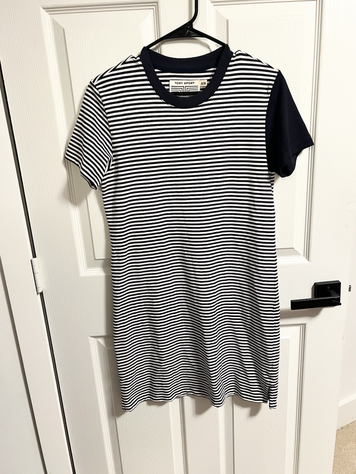 Tory Burch Tory Sport Navy White Stripe Colorblock T Shirt Dress Size Medium M