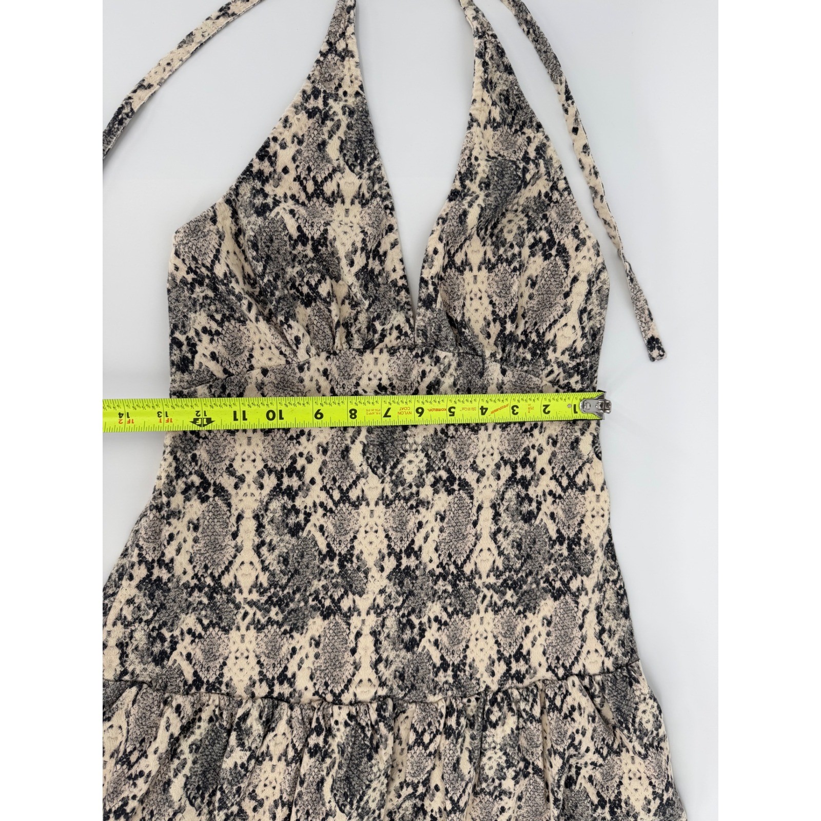 Free People Snake Print Halter Mini Dress Tan Black OB2027879 XS