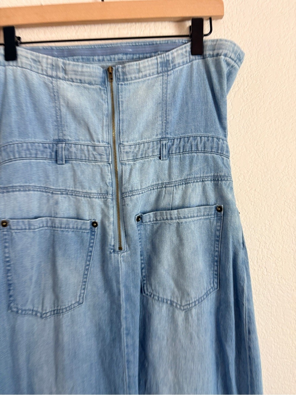 Free People Picture Perfect Light Wash Denim Strapless Dress