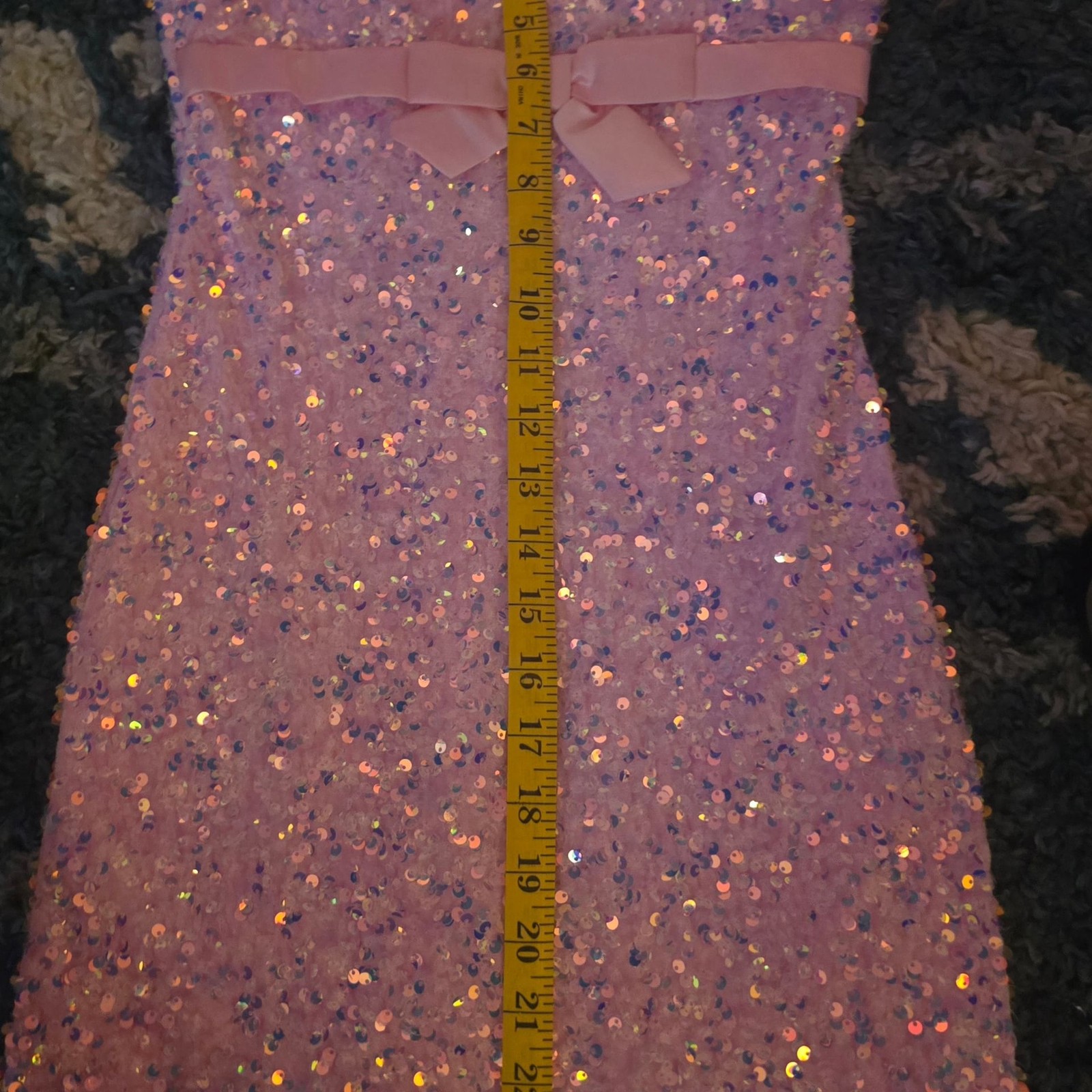 B. Darlin Pink Iridescent Sequin Spaghetti Strap Mini dress Size 5/6