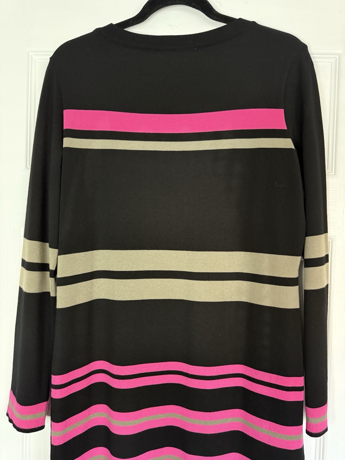 MARC CAIN Sport Striped RETHINK TOGETHER Stretch Knit Side Slit Dress N4 8 M / L