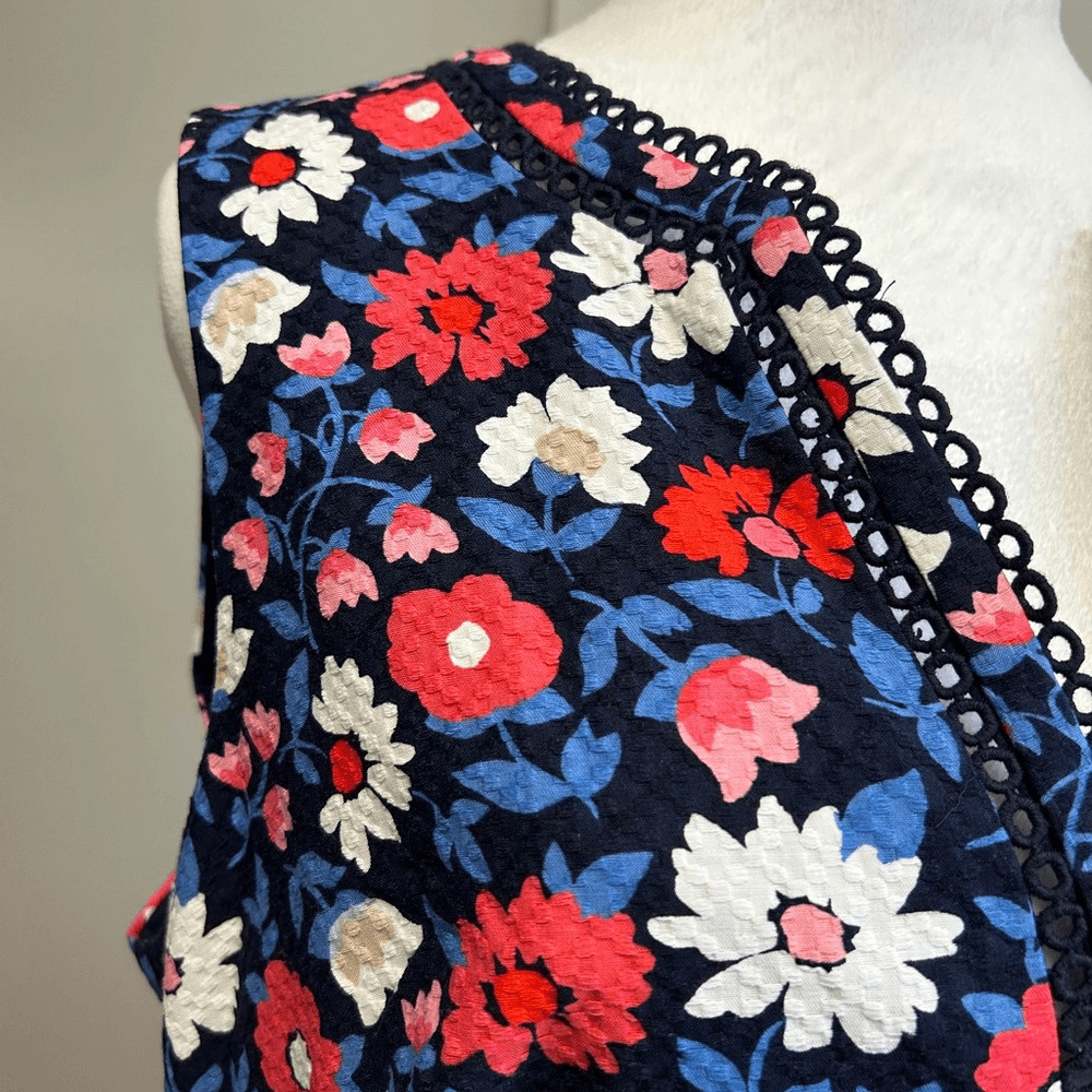 Kate Spade Blue and Red Sleeveless V-Neck Sheath