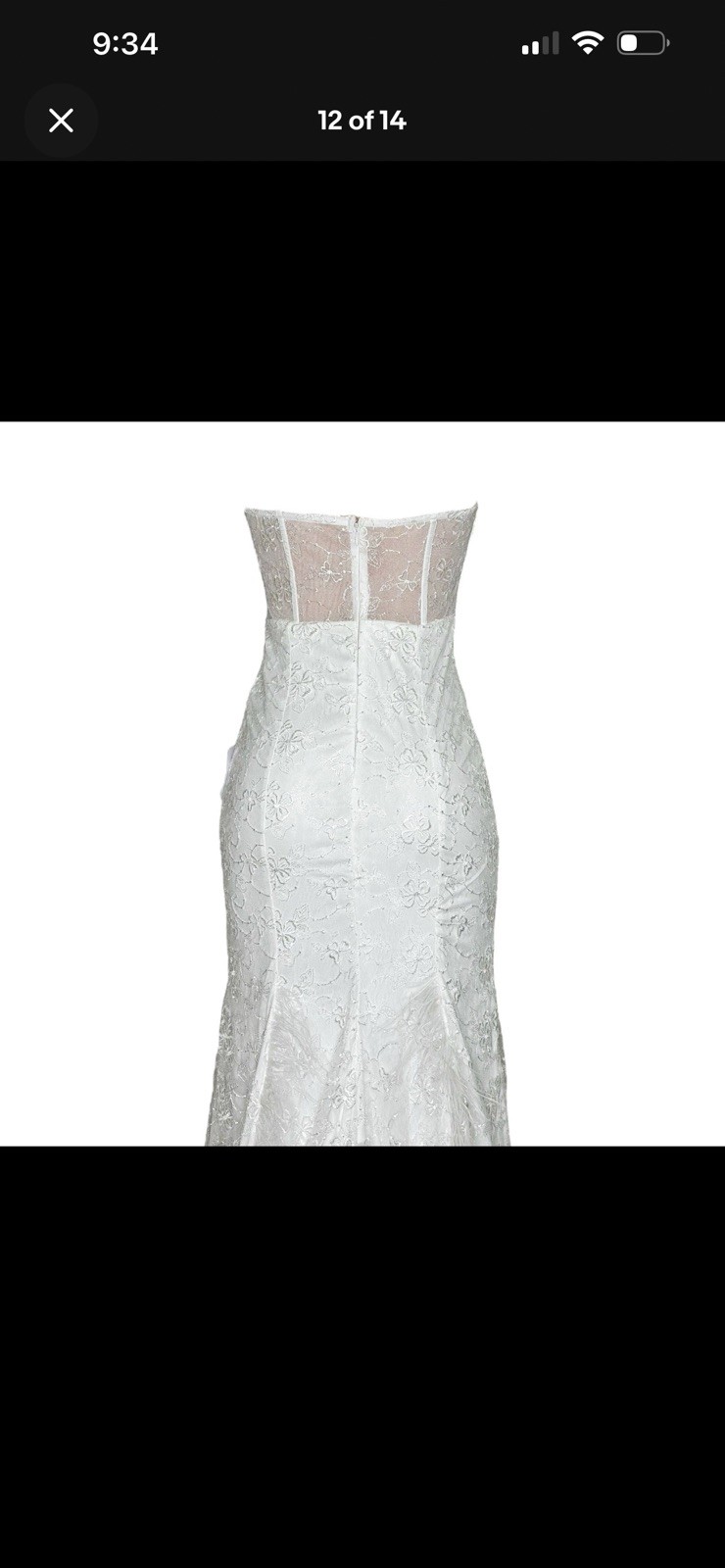 $198 NWT LULUS Ravishing Romance Embroidered Feather Bustier Dress, White, XS