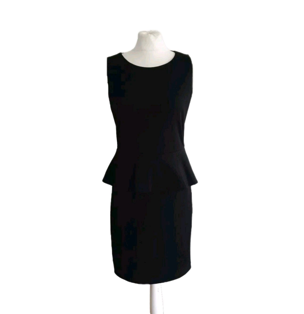 Hobbs London Peplum Sheath Dress UK 10 Ponte Knit Black Classic Sleeveless Women